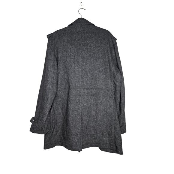 NEW Jos A Bank XL Reserve Gray Herringbone Tweed Wool Blend Pea Coat Career - Picture 4 of 4